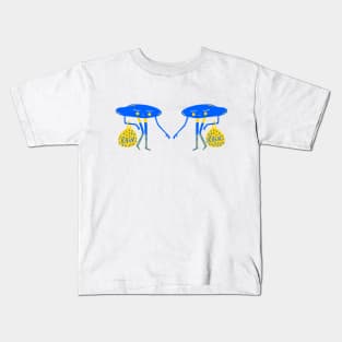 Cute blue clouds shopping for rain, version 2 Kids T-Shirt